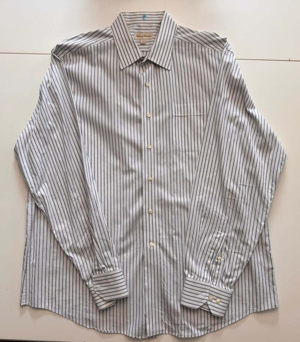 Tommy Bahama Striped Long Sleeve Button Down Shirt 17.5 36-37